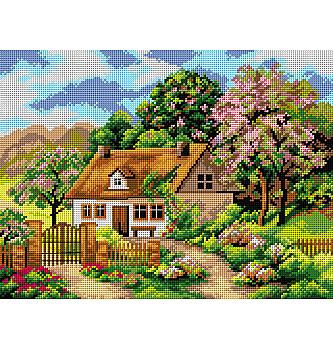 Gobelin Hiša v cvetju | 30x40cm