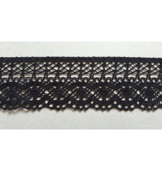 Klekljana čipka | bombaž | črna | 45mm