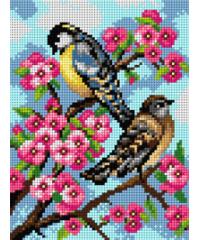ORCHIDEA Gobelin set Ptici na cvetočem drevju | 16,5x22 cm (komplet s prejicami) M2119