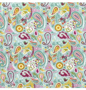 Prevešanka Paisley | svetlomodra | 92%CO / 8%EL