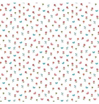 Poplin Pravljični travnik | bela | 100%CO