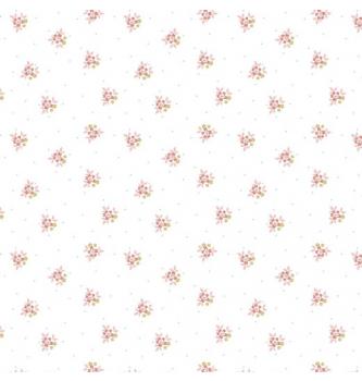 Poplin Cvetlice in pikice | bela | 100%CO