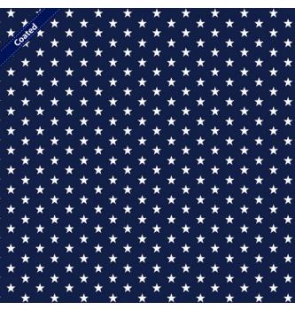 Poplin s premazom Zvezdice | temnomodra | 80%CO / 20%PC