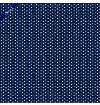 Poplin s premazom Mini zvezdice | temnomodra | 80%CO / 20%PC