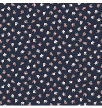 Poplin Romantične cvetlice | temnomodra | 100%CO