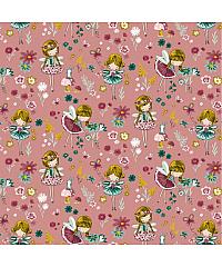 Verhees Poplin Čarobni vrt | stara roza | 100%CO 08223.003