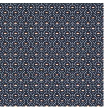 Poplin Retro vzorec | temnomodra | 100%CO