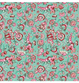 Poplin Paisley cvetje | svetlomodra | 100%CO