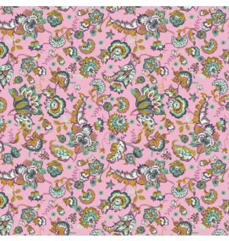 Poplin Paisley cvetje | svetloroza | 100%CO
