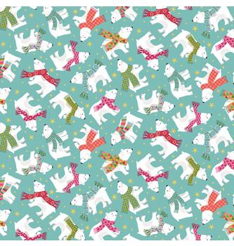 Patchwork blago Let it snow Polar bears Teal | 110cm