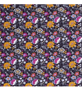Poplin Retro rože | temnomodra | 100%CO