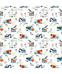 Verhees Poplin Gradbena mehanizacija | bela | 100%CO 08559.001