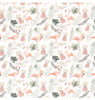 Jersey Flamingi | krem | digitalni tisk | 95%CO / 5%EL
