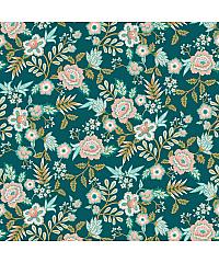 Verhees Poplin Paisley cvetlice | petrolej | 100%CO 08795.009