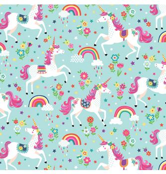 Patchwork blago Daydream unicorns turquoise | 110cm