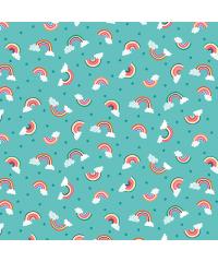 MAKOWER Patchwork blago Daydream rainbows turquoise | 110cm 2278/T