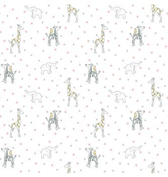GOTS Poplin Prikupne živali | bela | 100%CO