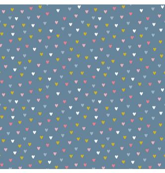 Poplin Mavrični srčki | modra | 100%CO