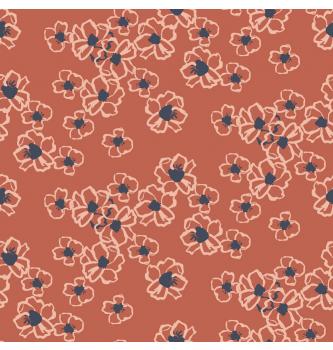 Viskozni poplin Cvetke | koralna | 97%VI / 3%EL