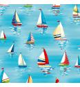 Patchwork blago Sailboats sky blue | 110cm