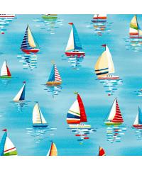 MAKOWER Patchwork blago Sailboats sky blue | 110cm 2340/B4