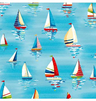 Patchwork blago Sailboats sky blue | 110cm