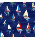 Patchwork blago Sailboats dark blue | 110cm
