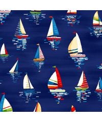 MAKOWER Patchwork blago Sailboats dark blue | 110cm 2340/B8