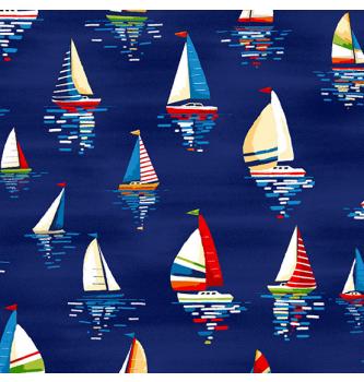 Patchwork blago Sailboats dark blue | 110cm