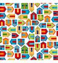 Patchwork blago Beach huts white | 110cm