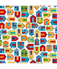 MAKOWER Patchwork blago Beach huts white | 110cm 2345/W