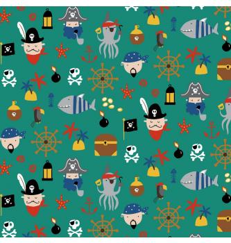 Poplin Pirati | zelena | 100%CO