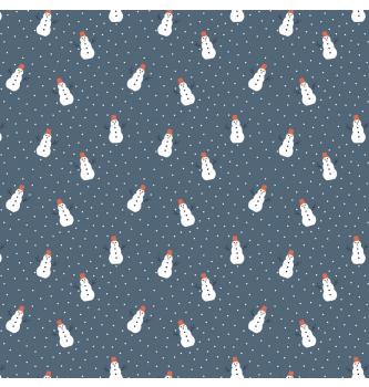 Poplin Snežaki | modra | 100%CO