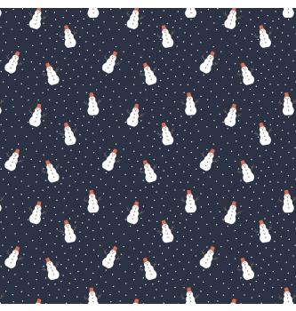 Poplin Snežaki | temnomodra | 100%CO