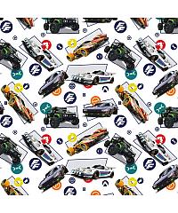 Verhees Poplin Fast & Furious | digitalni tisk | bela | 100%CO 07914.004