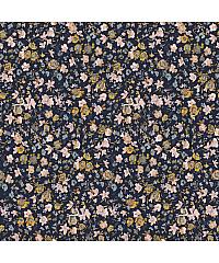 Verhees Poplin Cvetje | digitalni tisk | temnomodra | 100%CO 18662.013