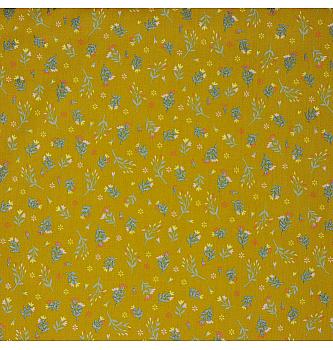 Poplin Rožice glitter | gorčična | 100%CO