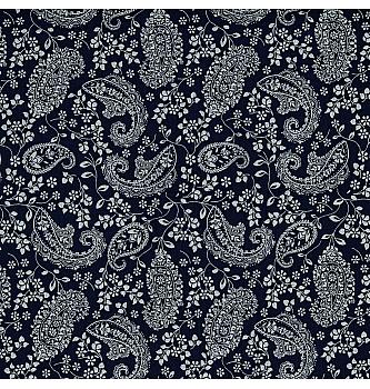 GOTS Tetra Paisley rože | temnomodra | 100%CO