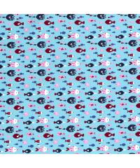 Nooteboom Poplin Ljubke ribice | svetlomodra | 100%CO 15530.003