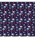 Poplin Ljubke ribice | temnomodra | 100%CO