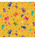 Patchwork tkanina Katies Cats scattered yellow | 110cm