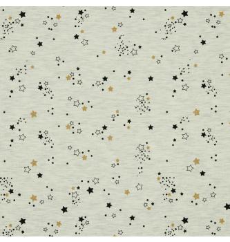 Jersey Zvezdice glitter | krem melanž | 60%CO / 35%PL / 5%EL