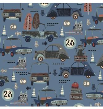 Jersey Avtomobili | jeans | digitalni tisk | 95%CO / 5%LY