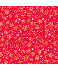 MAKOWER Patchwork blago Snowflake gold on red | 110cm 2364/R10