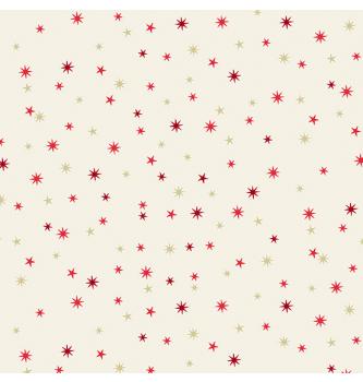 Patchwork blago Scandi stars red on cream | 110cm