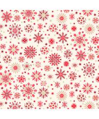MAKOWER Patchwork blago Scandi snowflakes red on cream | 110cm 2457/R1
