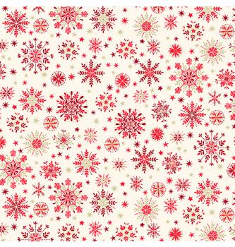 Patchwork blago Scandi snowflakes red on cream | 110cm