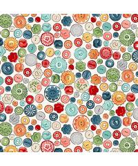 MAKOWER Patchwork blago Sewing room buttons cream | 110cm 2504/Q