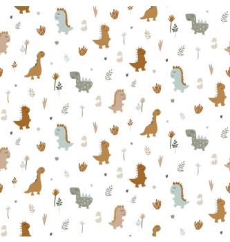 Poplin Dinozavri | bela | 100%CO