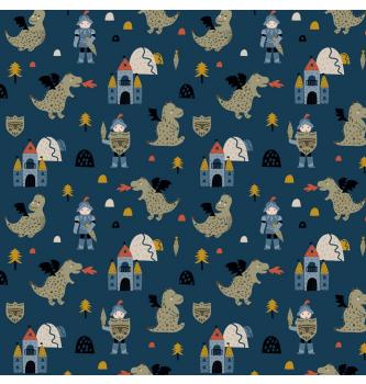 Poplin Vitezov grad | modra | 100%CO